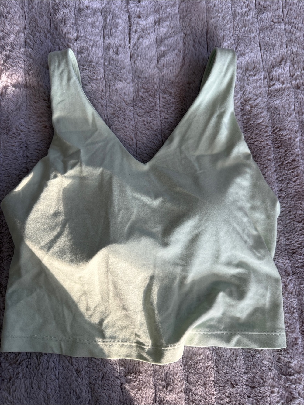 V-Neck Women's Crop Tank Top in Light Sage Size M